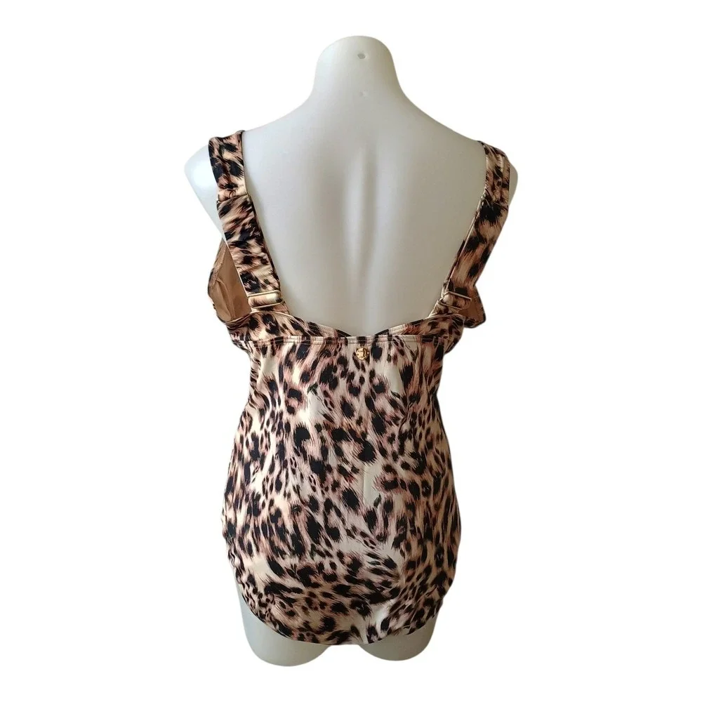 Artesands Women's Plus 16 Leopard Swim Suit Multi Fit Cup Adjustable Straps NWOT